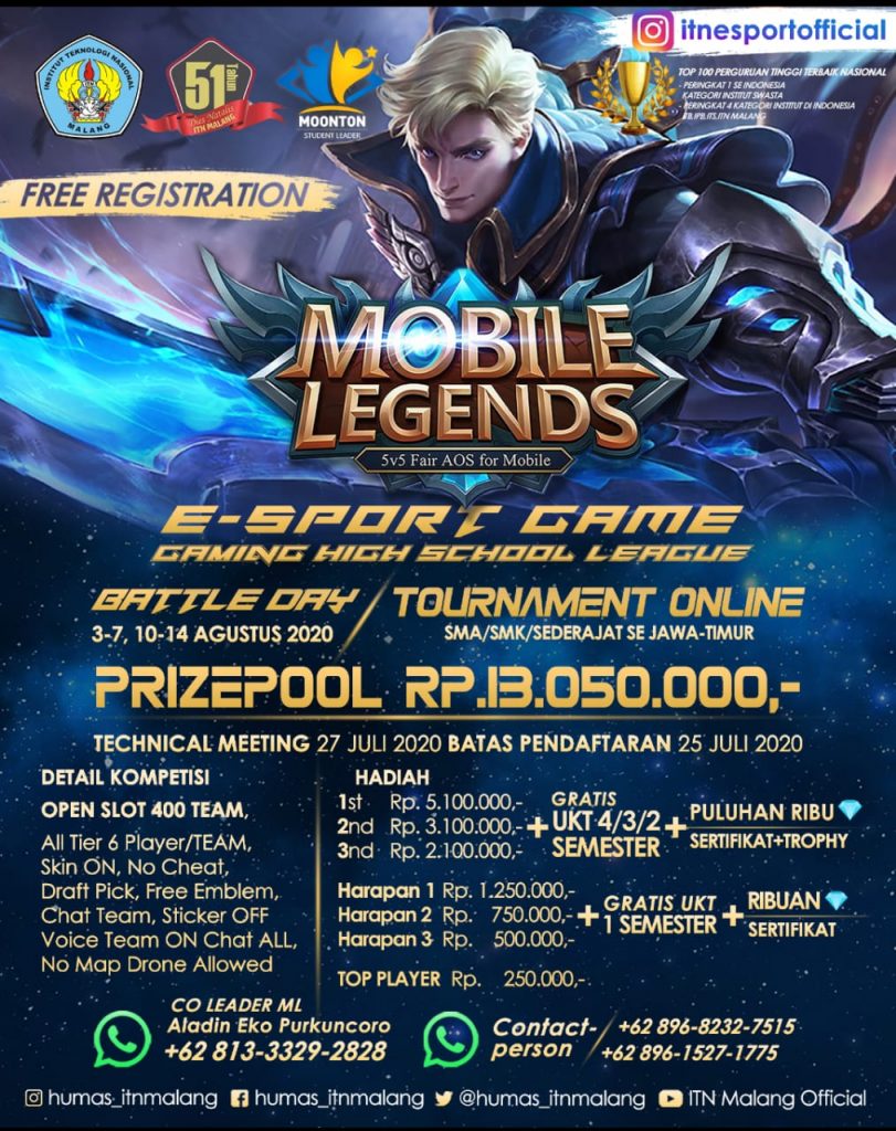 Mobile Legends Itn Malang 2020 E Sport Game Gaming High School